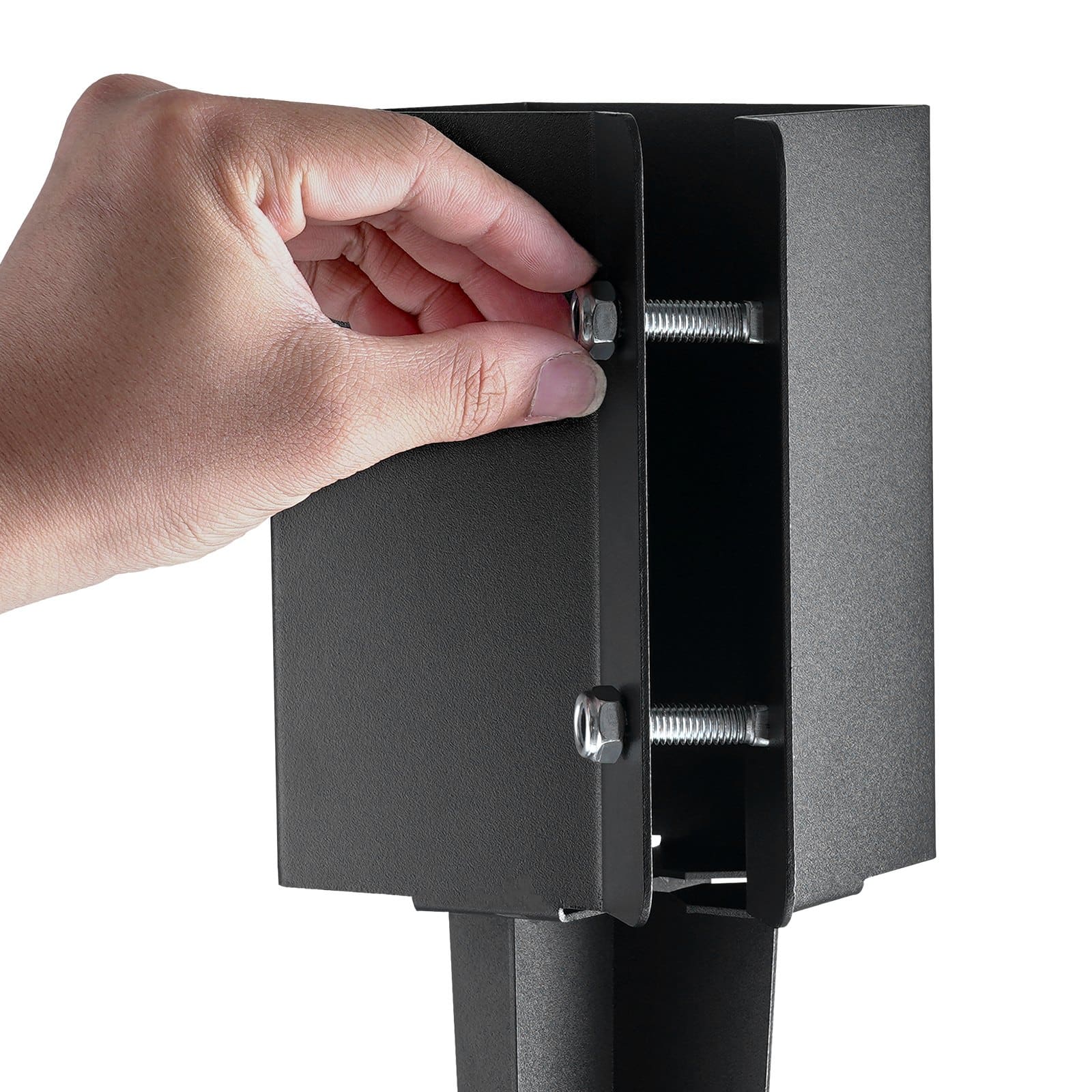 VEVOR 8-Pack Fence Post Anchors, 61x10.2x10.2 cm Ground Spikes for 8.9x8.9 cm Timber, Steel, Black Powder Coated, for Deck & Garden - Pilt 10