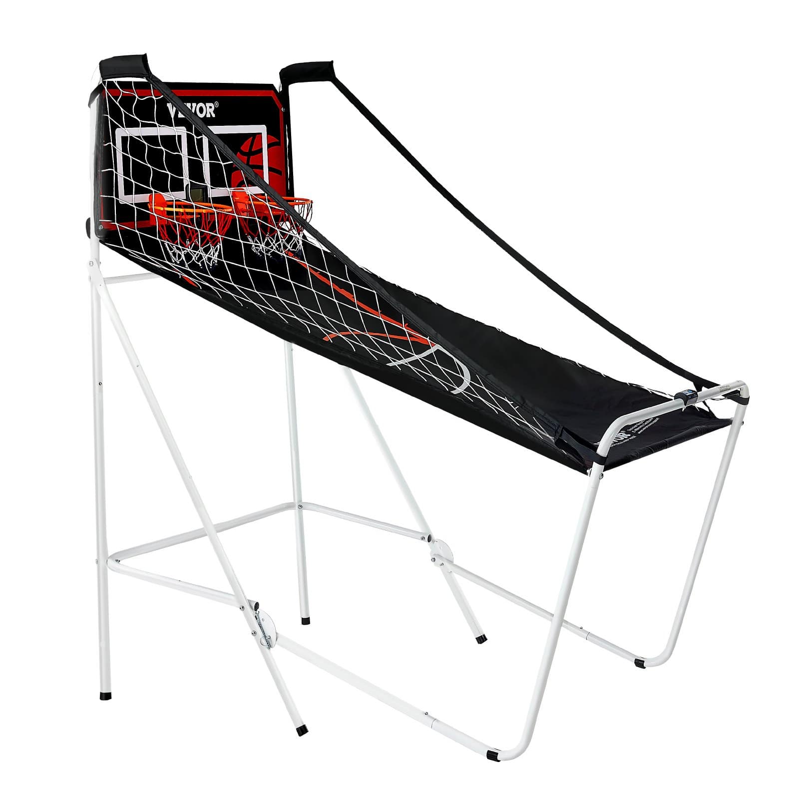 VEVOR Foldable 2-Player Indoor Basketball Arcade Game, 8 Modes, LCD Scoreboard, 4 Balls, Pump, for Kids & Adults, Black/White – Paveikslėlis 11