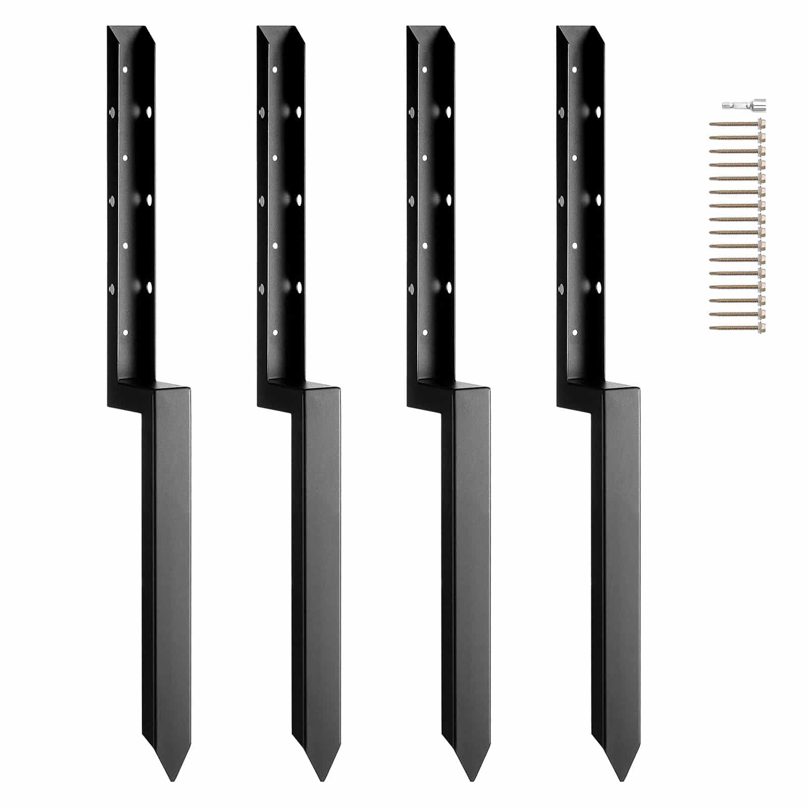 VEVOR 4-Pack lieljaudas tērauda žoga staba enkura remonta komplekts, 50,8x50,8 mm zemes tapas 2" koka stabiem, rūsas izturīgs atbalsts