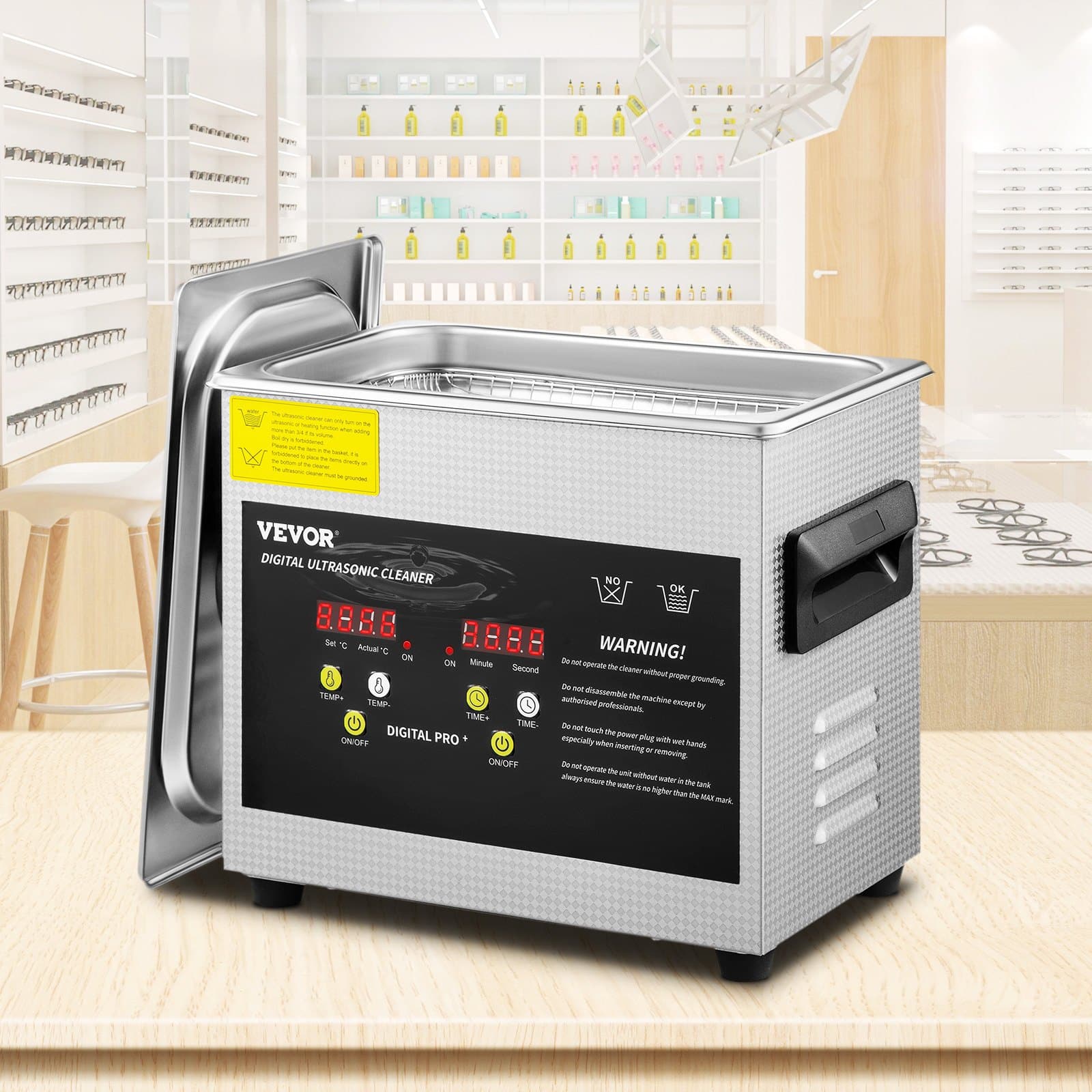 VEVOR 3L Ultrasonic Cleaner – 200W Heated Digital Lab Cleaner with Timer, 120W Ultrasonic Power for Jewelry, Glasses, Parts - Зображення 8