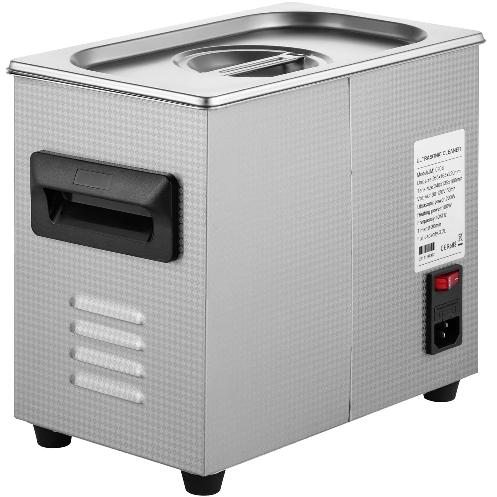 VEVOR 3L Ultrasonic Cleaner – 200W Heated Digital Lab Cleaner with Timer, 120W Ultrasonic Power for Jewelry, Glasses, Parts - Зображення 11