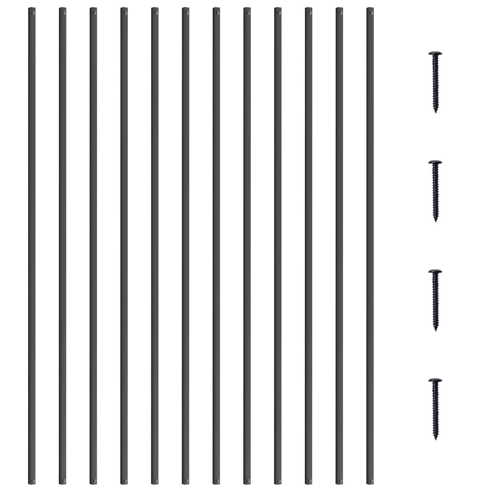VEVOR 112cm x 1.27cm ruudukujulised alumiiniumist trepipiirded, 11 tk komplekt kruvidega, matt must viimistlus