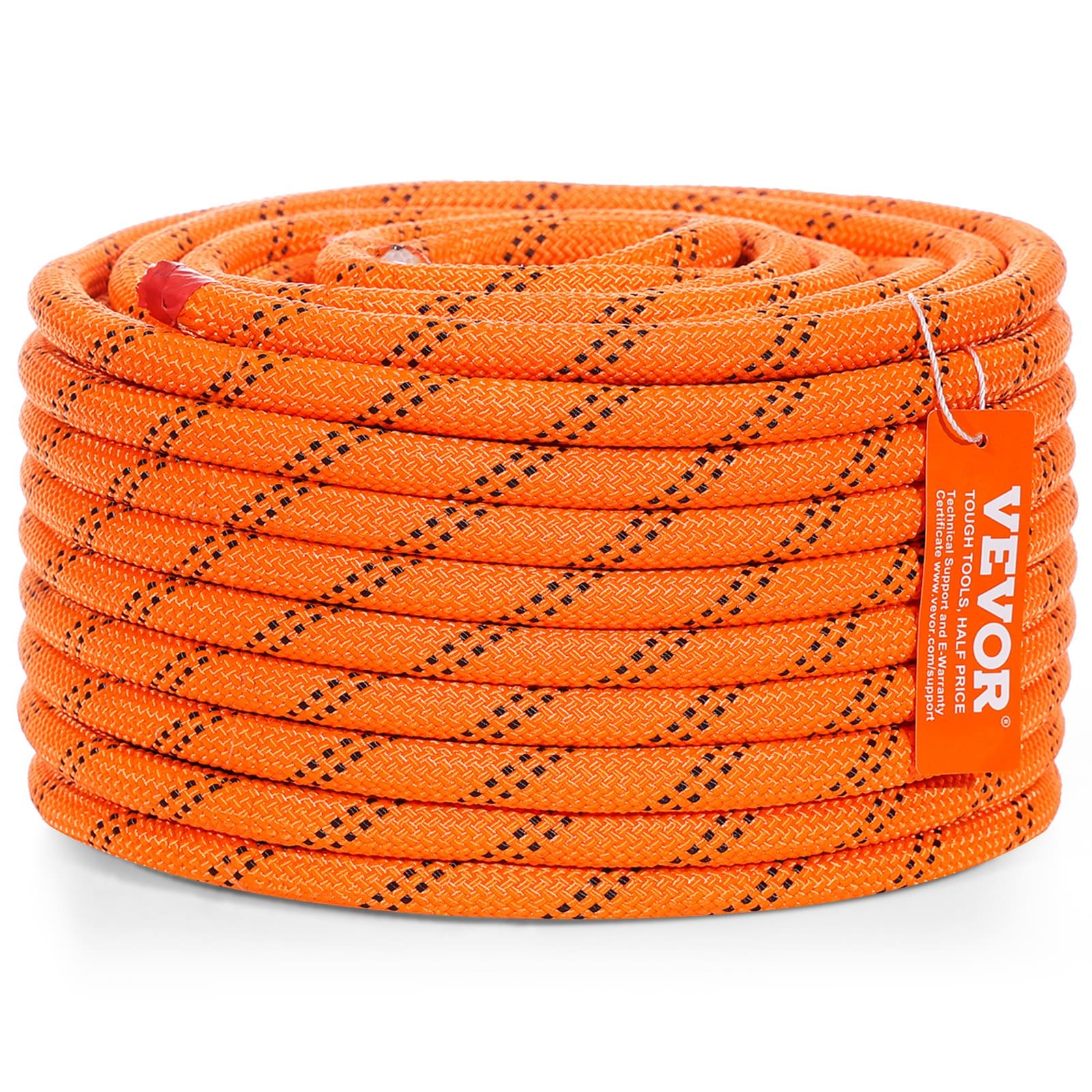 VEVOR 1.3 cm Double Braid Polyester Arborist Climbing Rope, 36.6 m, 48-Strand, 35.58 kN Breaking Strength