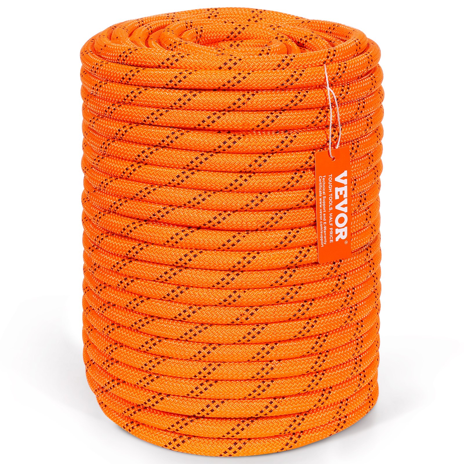VEVOR 67.1 m Double Braid Polyester Arborist Climbing Rope, 1.3 cm, 48-Strand, 35.58 kN Breaking Strength