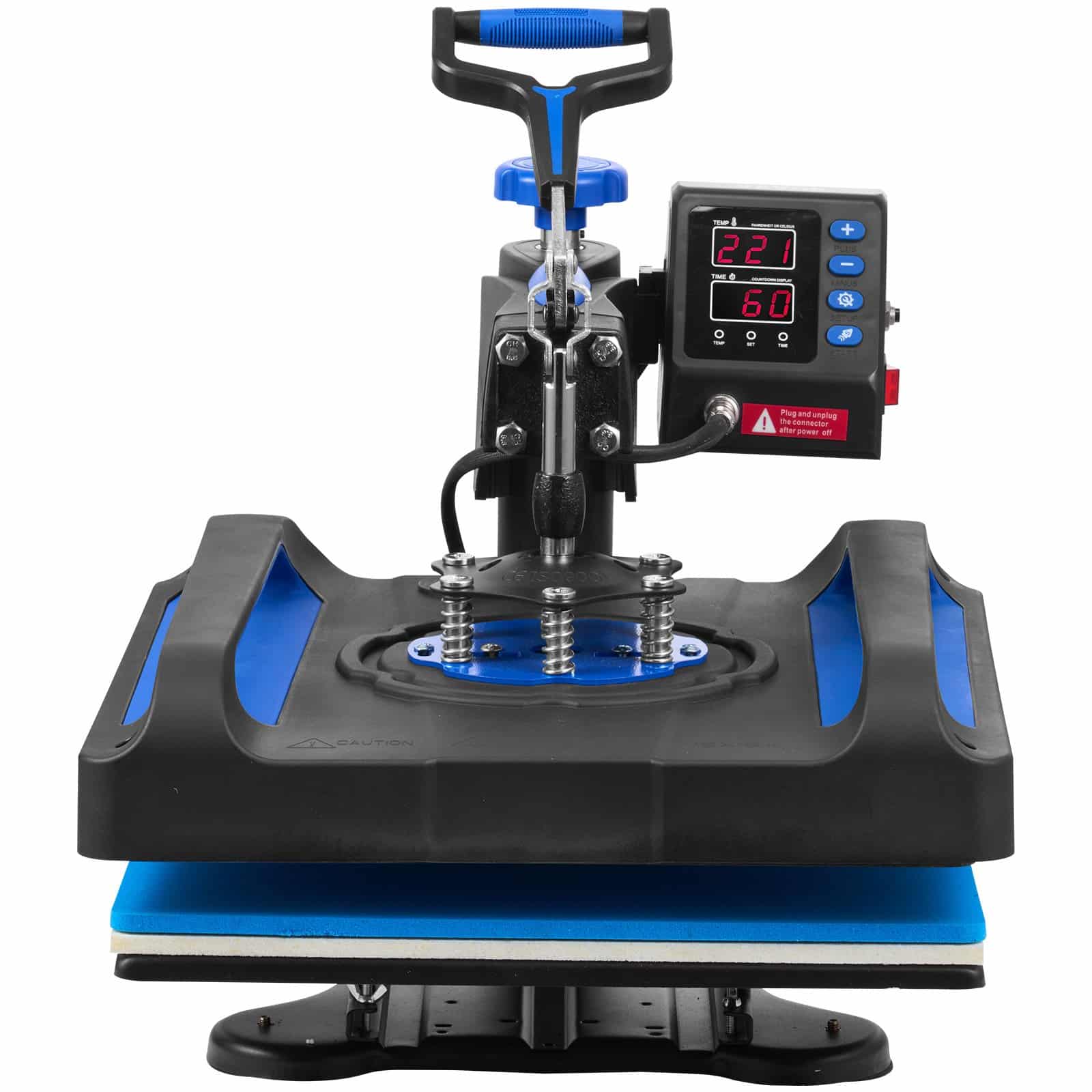 VEVOR 38x38 cm Heat Press Machine, Fast Heating, 360° Swing Away, Digital Sublimation T-Shirt Printer, Anti-Scald, Blue — attēls 10