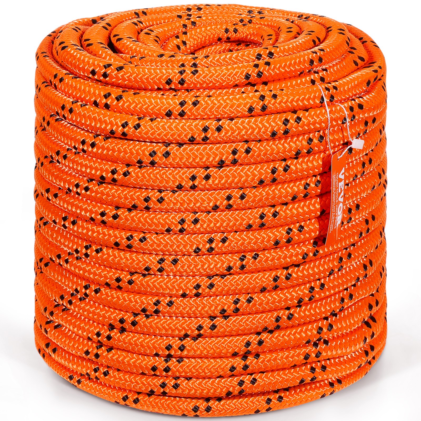 VEVOR 24-Strand Arborist Climbing Rope, Double Braided Polyester, 1.9 cm x 67.1 m, 88.96 kN Breaking Strength