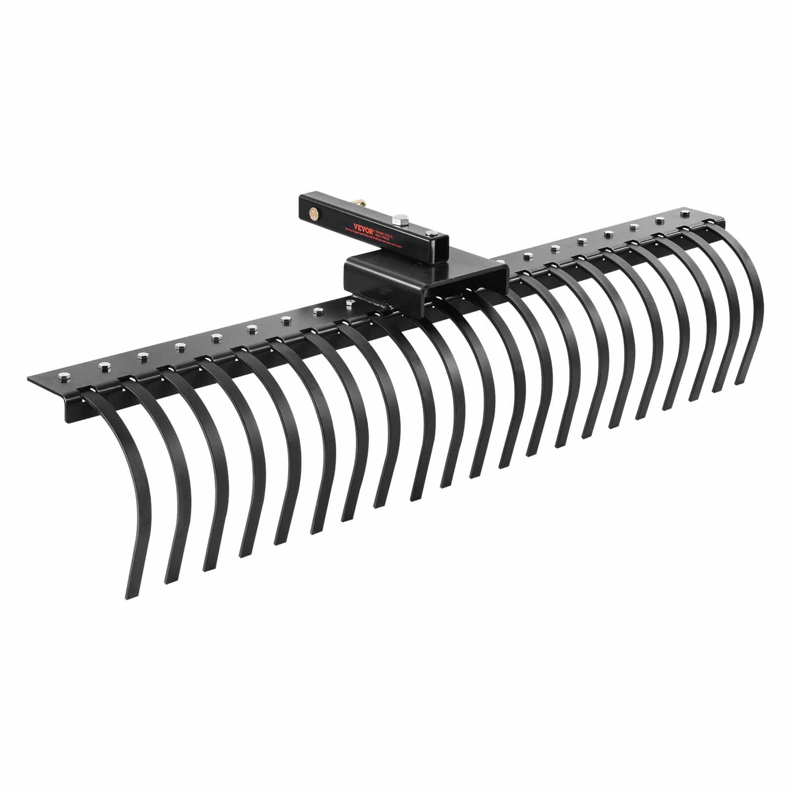 VEVOR 152 cm Tow-Behind Landscape Rake with 21 Steel Tines, Fits 122–152 cm Toolbars, for Lawn Dethatching & Debris Removal