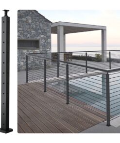 VEVOR 91x2,5x5 см SUS304 Угловая стойка L-образной кабельной перила из нержавеющей стали с 10 отверстиями, горизонтальными и изогнутыми кронштейнами