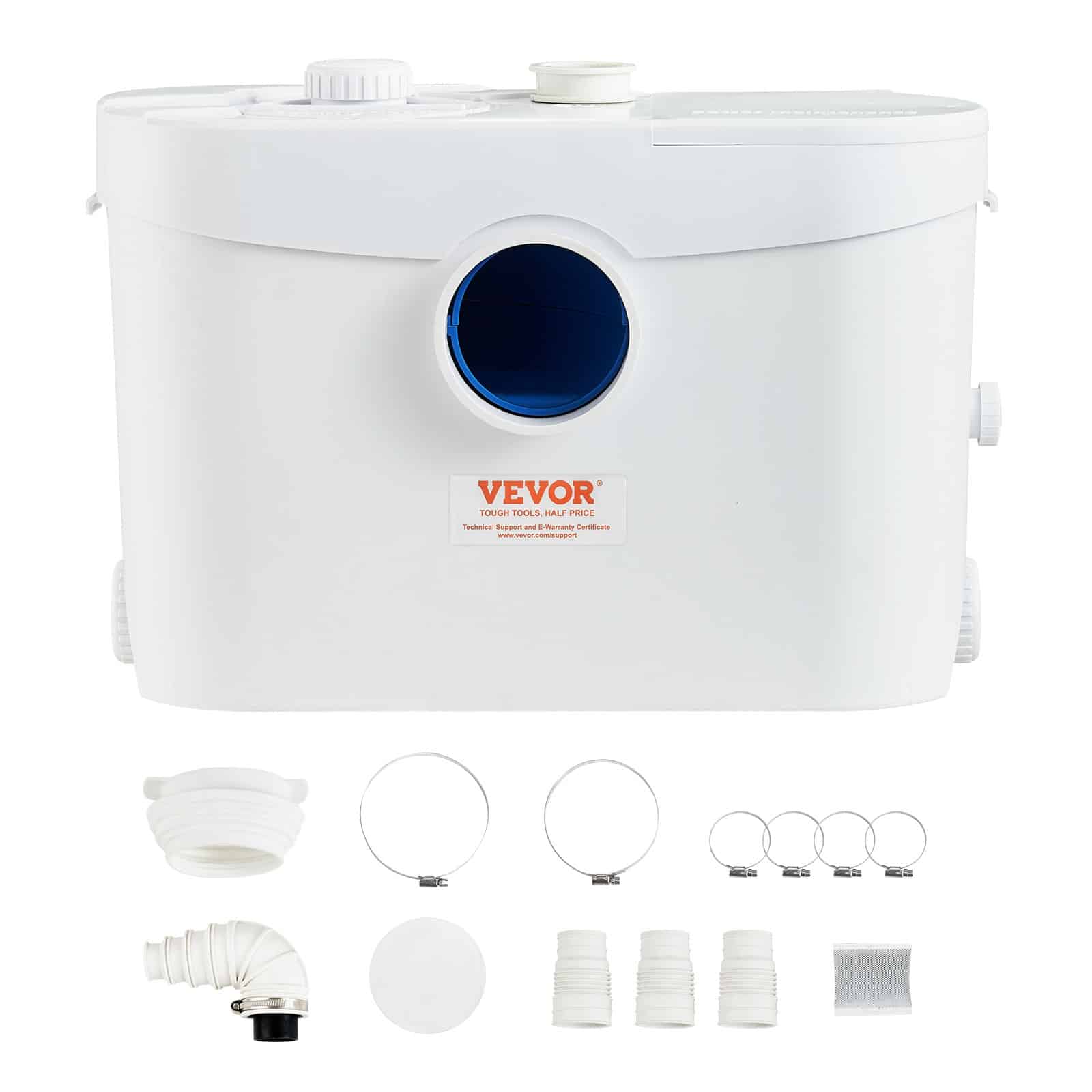 VEVOR 700W Macerator Pump, 9600 L/h Flow, 10 m Head, Upflush Waste Water Pump with 3 Inlets for Toilet, Basement, Kitchen — Attēls 9