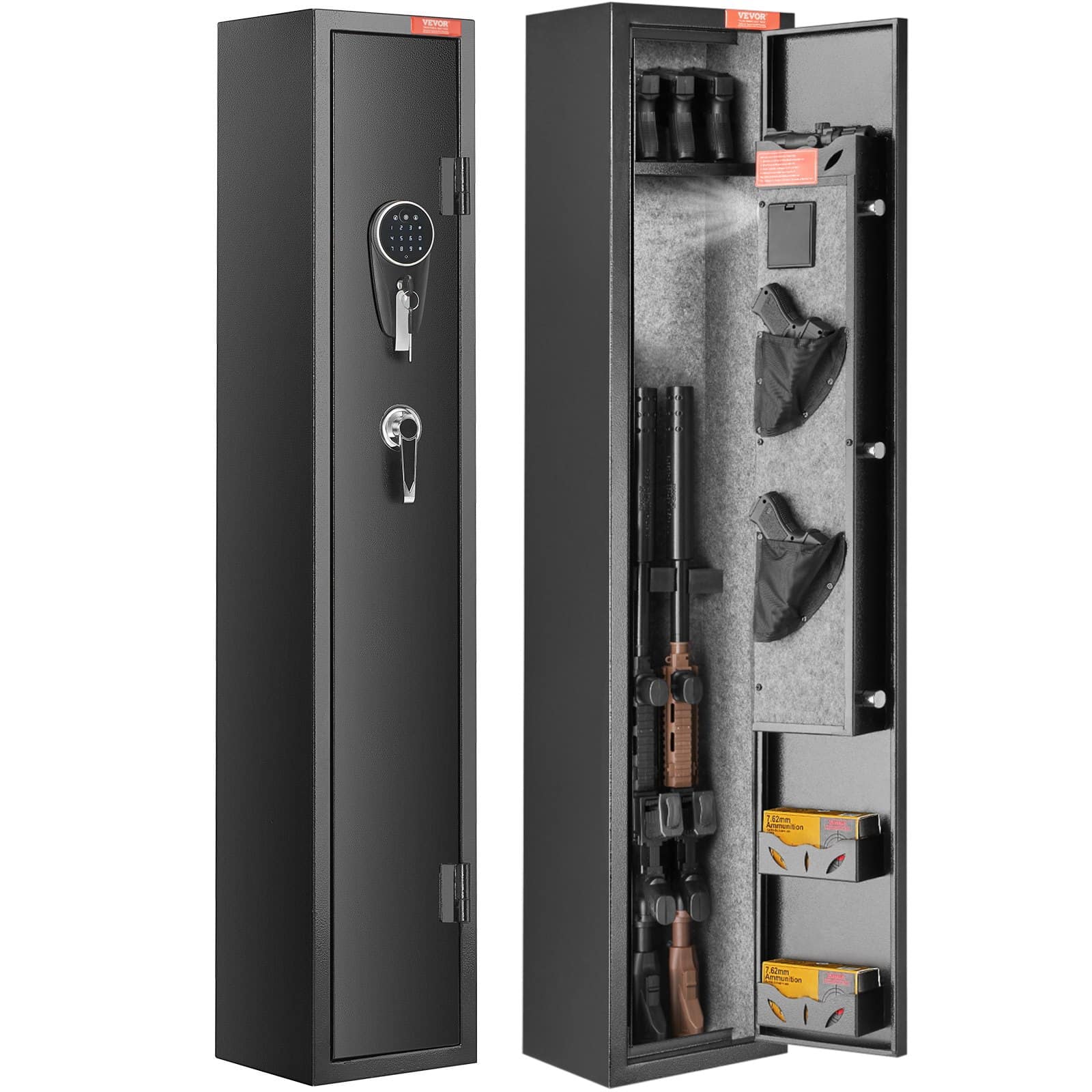 VEVOR Gun Safe for 2 Rifles & Pistols, Digital Lock, Removable Shelf, Pistol Rack, 130 cm Long Rifle Storage Cabinet