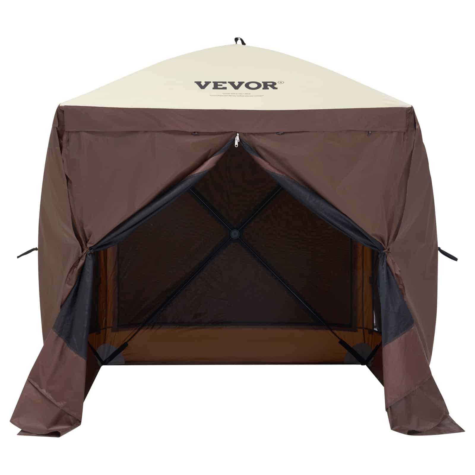 VEVOR 1.8x1.8m Pop-Up Gazebo Tent with Mosquito Netting, 4 Removable Wind Cloths & Mesh Windows, UV & Water-Resistant, Brown — attēls 10