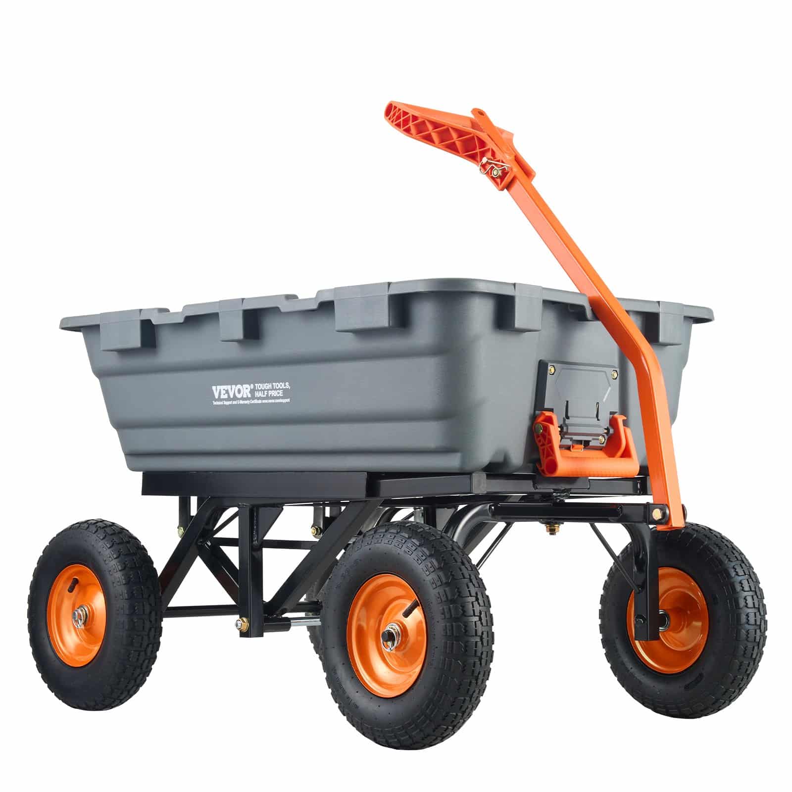 VEVOR Heavy-Duty Poly Garden Dump Cart 680 kg Capacity with 33 cm Tires, Adjustable Handle, for Yard and Farm Use