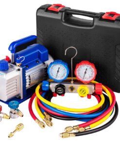 VEVOR 4.8 CFM 5 Па HVAC вакуумный насос с манометрами и шлангами, 1/3 л.с., для обслуживания кондиционеров