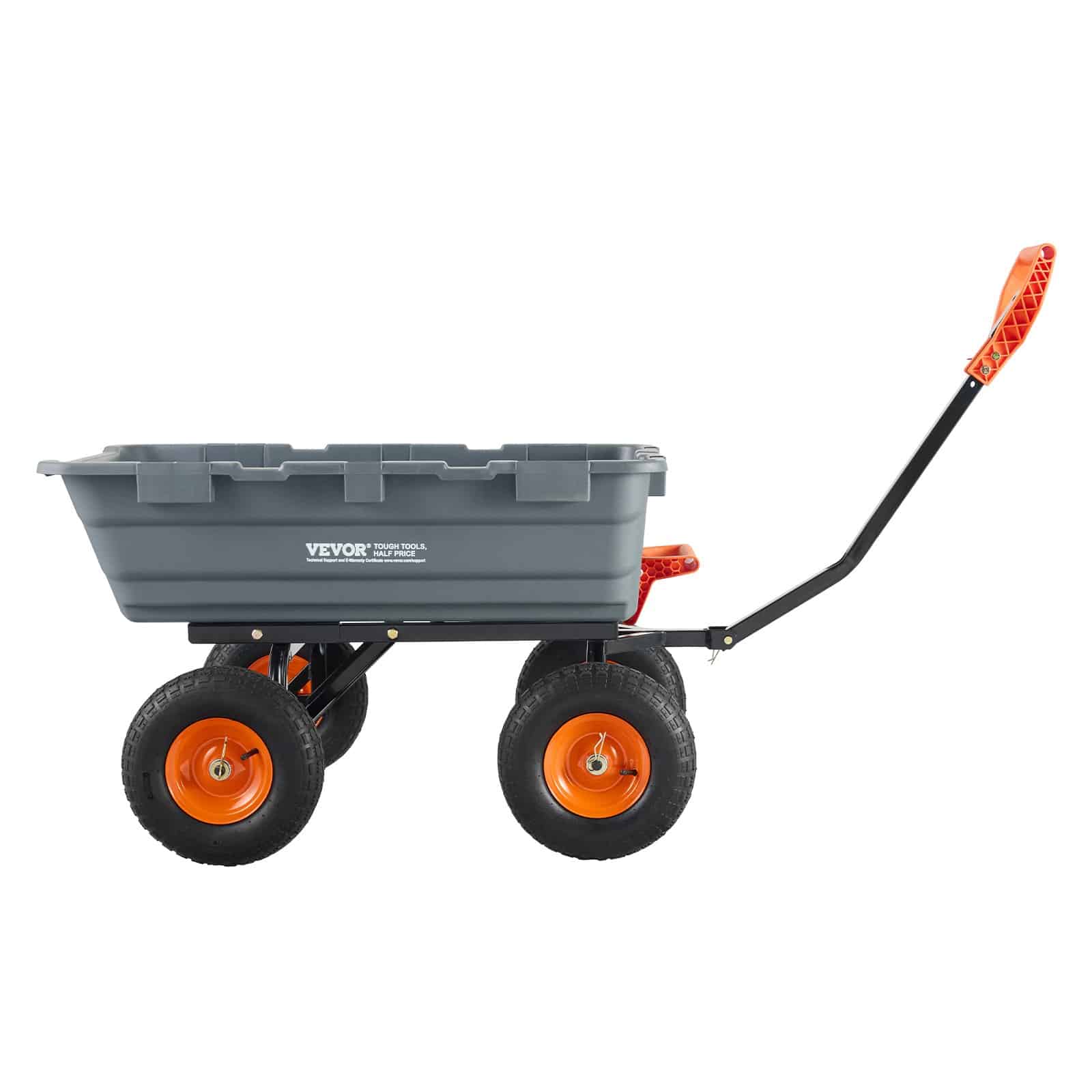 VEVOR Heavy-Duty Poly Garden Dump Cart, 183.4L Capacity, 544.3kg Load, 13'' Tires, Towable Yard Wagon with Dump Function — изображение 10
