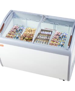 VEVOR 362L коммерческая морозильная витрина для мороженого со стеклянной крышкой, 4 корзины, раздвижные двери, фиксаторы – белая