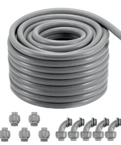 VEVOR 25,4мм Гибкая Герметичная ПВХ Электрическая Труба 30,5м с Классом IP65 и Соединителями – Неметаллическая