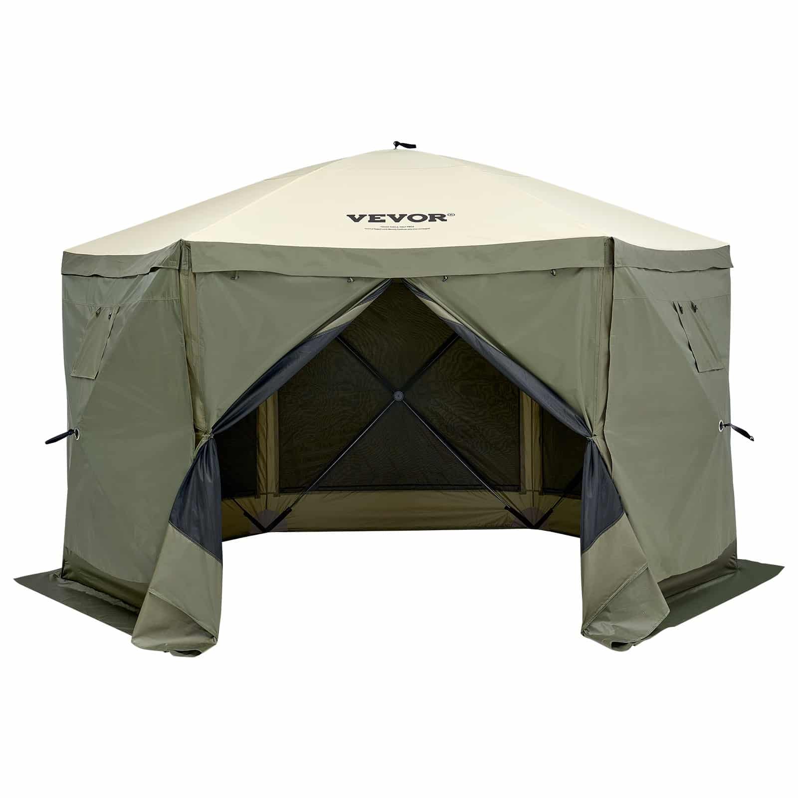 VEVOR 3.6x3.6m Pop-Up Gazebo Tent, 6-Sided Canopy with Mesh & 6 Removable Wind Cloths, UV & Mosquito Protection, Army Green — attēls 10