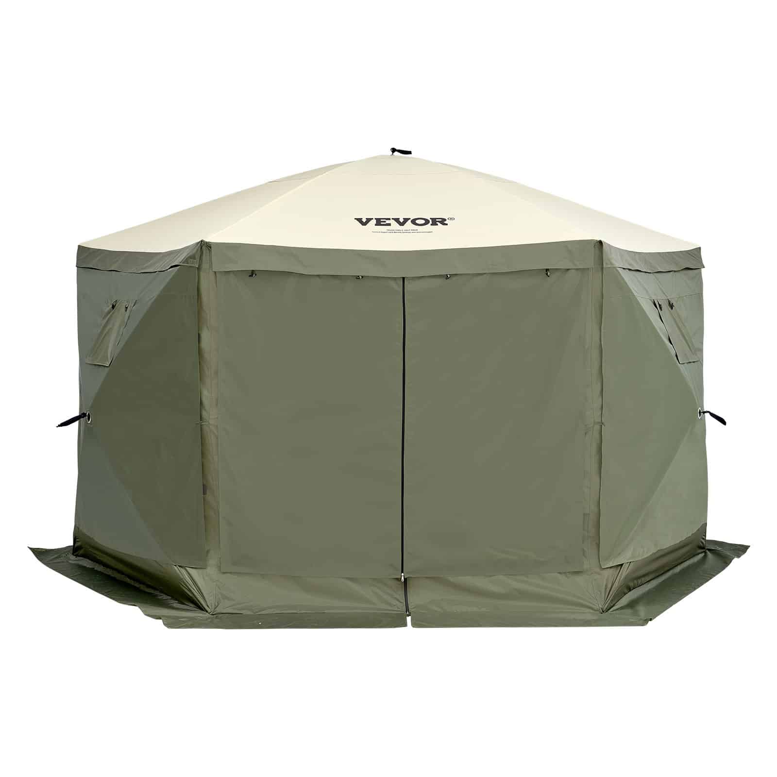 VEVOR 3.6x3.6m Pop-Up Gazebo Tent, 6-Sided Canopy with Mesh & 6 Removable Wind Cloths, UV & Mosquito Protection, Army Green — attēls 11
