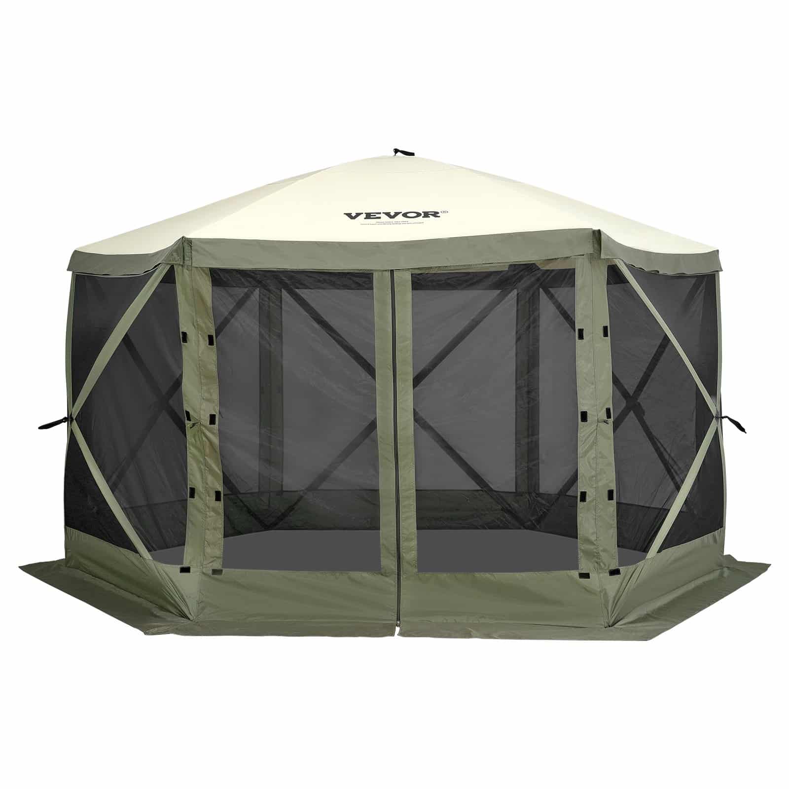 VEVOR 3.6x3.6m Pop-Up Gazebo Tent, 6-Sided Canopy with Mesh & 6 Removable Wind Cloths, UV & Mosquito Protection, Army Green — attēls 12