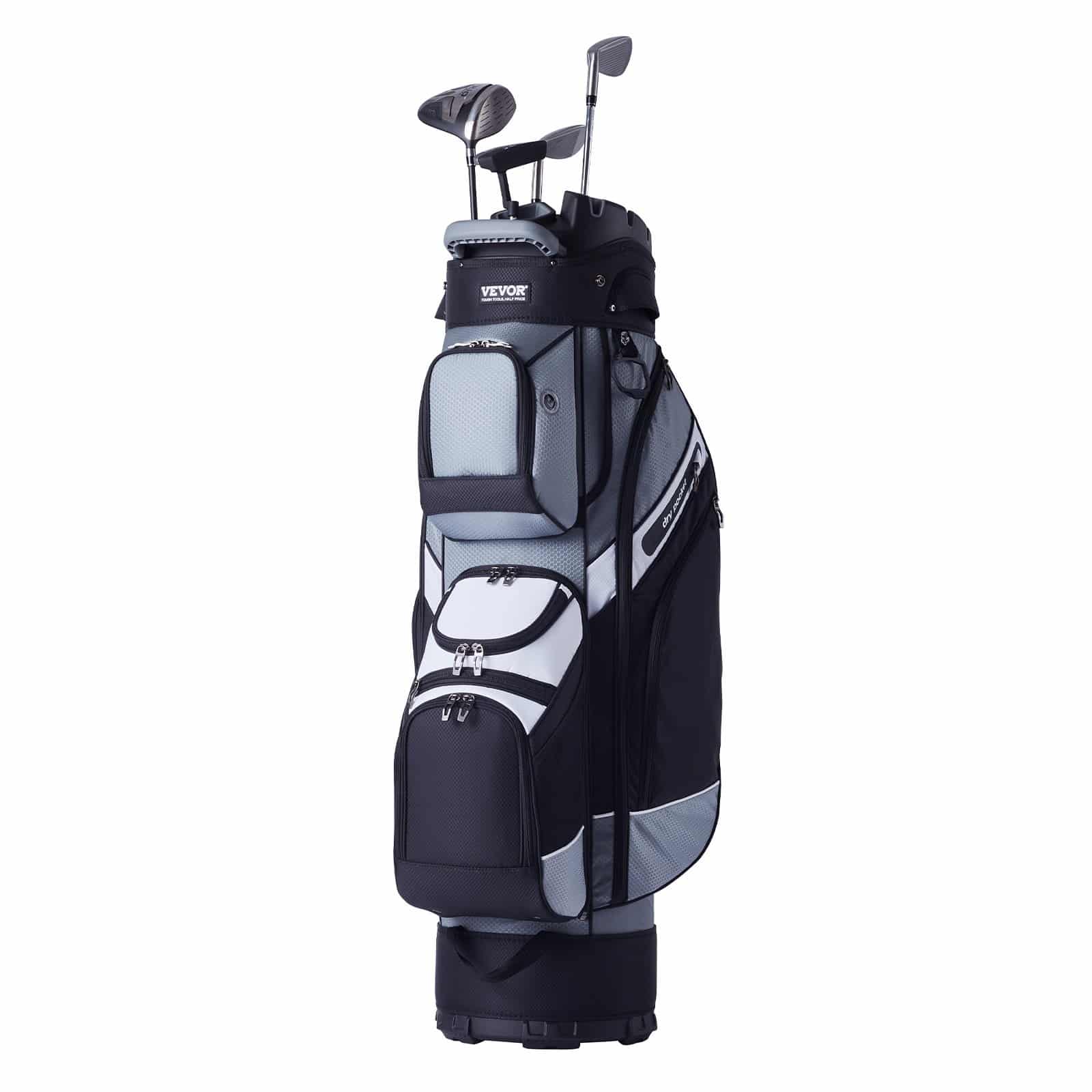 VEVOR Golf Cart Bag with 14-Way Divider, 104cm, 13 Pockets, Waterproof 600D Nylon, Dust Cover & Straps, Black