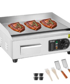 VEVOR 2800W Electric Griddle, 45x30x1cm Flat Top Grill with Temp Control 50–300°C, Stainless Steel, for Home & Restaurant