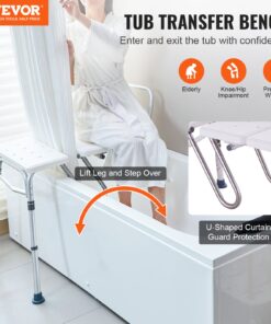 VEVOR регулируемая скамья для душа с реверсивной спинкой, нескользящим сиденьем, высота 181–224 см, нагрузка 181 кг для пожилых