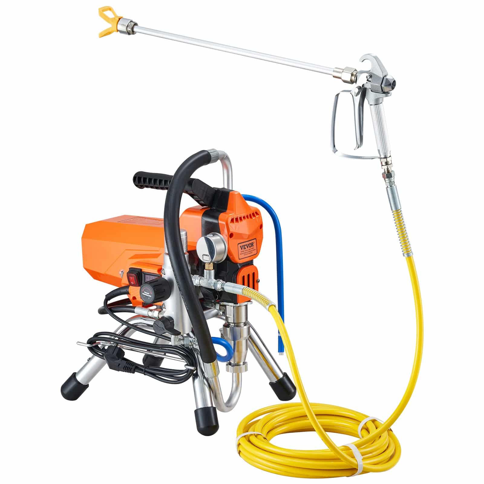 VEVOR 2200W Airless Paint Sprayer with 9m Hose, 2L/min Flow, 207bar Pressure for Interior & Exterior Painting
