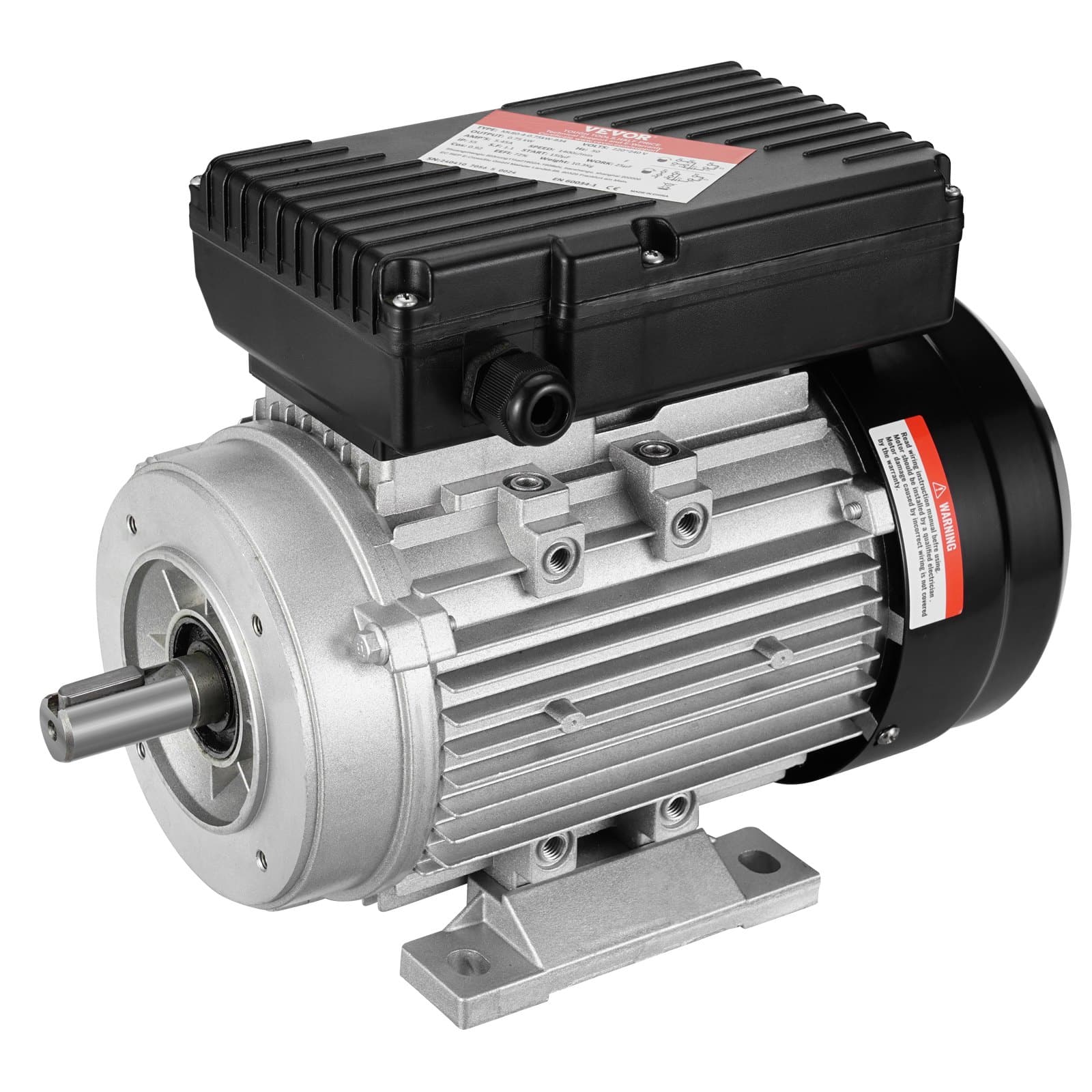 VEVOR 0,75kW 1400RPM elektromotors, 220–240V, B34 rāmis, 19 mm vārpsta, reversīvs, vienfāzes kompresoriem un mašīnām