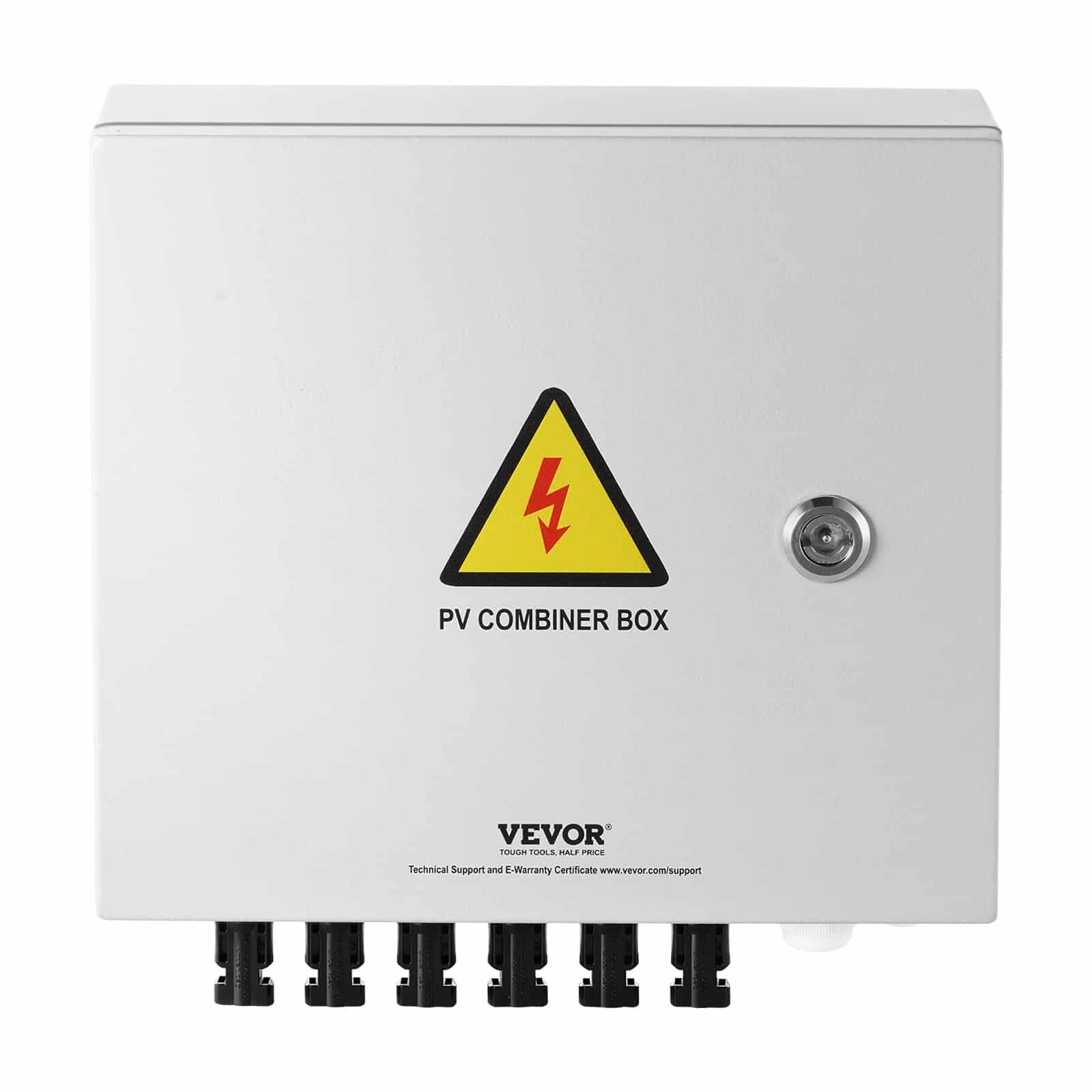 VEVOR 6-String PV Combiner Box with 10A Fuses, 63A Breaker, Lightning Arrester, IP65 Steel Case for Solar Systems - Зображення 12