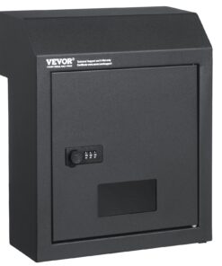 VEVOR Wall-Mounted Mail & Key Drop Box with Combination Lock, Rainproof Steel, Dark Gray, 48x258 mm Slot, 0.59 m³ Storage