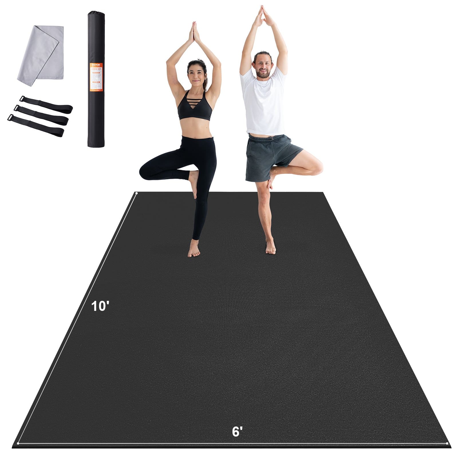 VEVOR 3x1.8 m Large Non-Slip Exercise Mat for Home Gym – Thick PVC Yoga & Workout Mat for 3–4 People, 7mm Cushioning