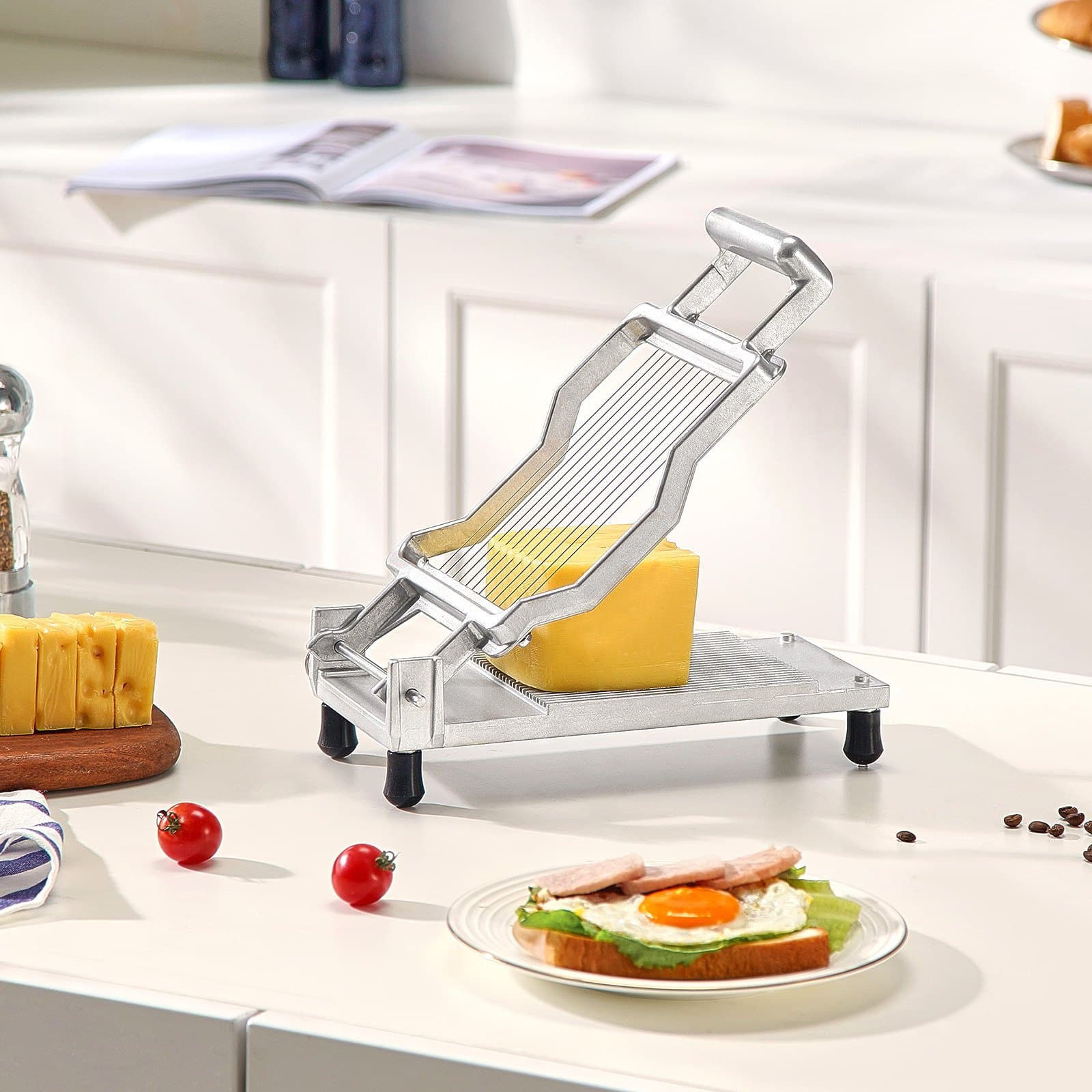 VEVOR Commercial Cheese Slicer with 10mm & 20mm Wire Blades, Stainless Steel Cutter, Aluminum Frame, Easy Disassembly - Pilt 8