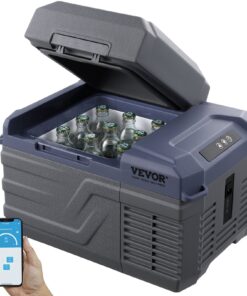 VEVOR 12L Portable Car Refrigerator Freezer, -20°C to 20°C, 12/24V DC & 100-240V AC, Bluetooth, for Camping, RV, Outdoor