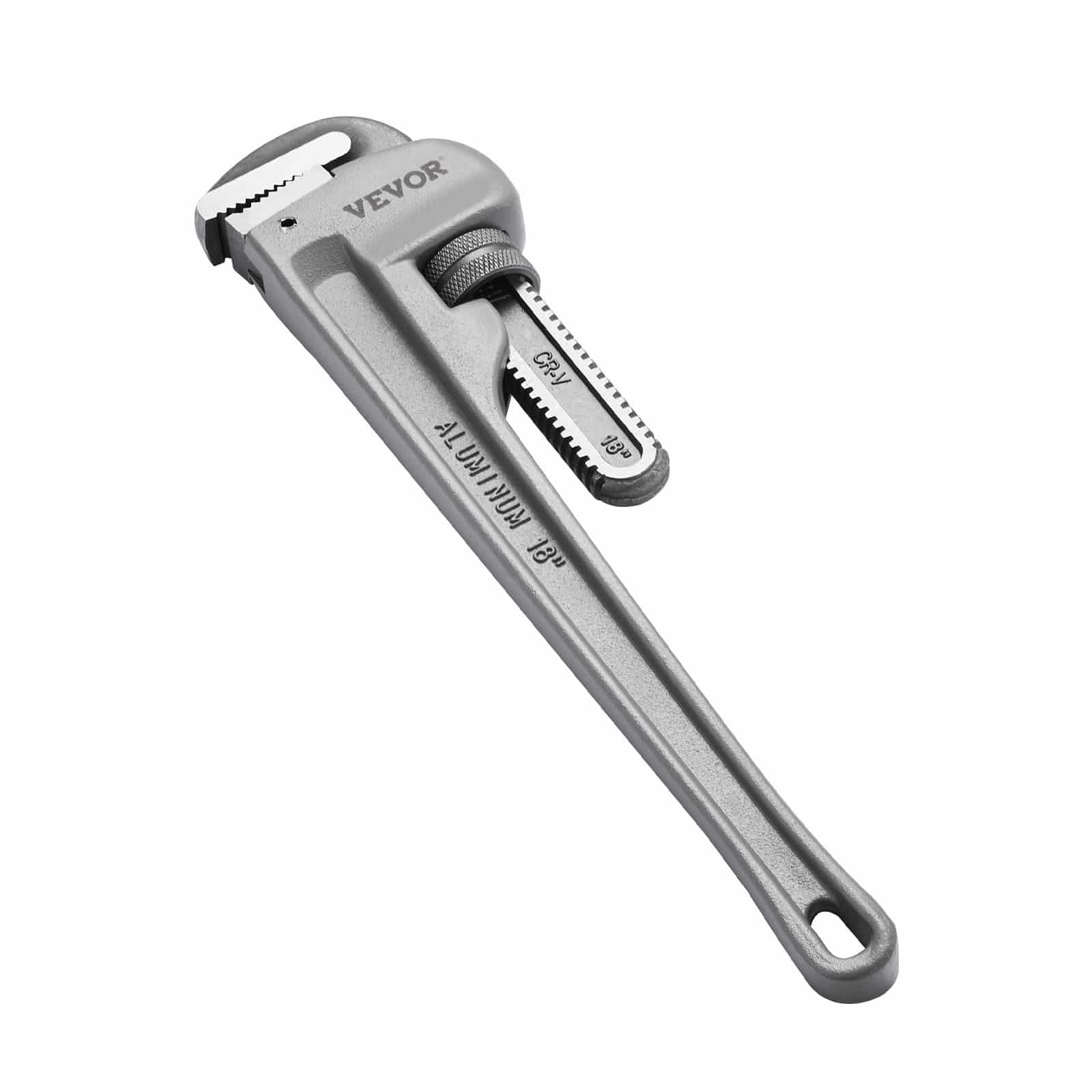 VEVOR 460 mm Aluminum Pipe Wrench, Adjustable Plumbing Tool with CRV Jaw, Ergonomic Handle, for Pipes and Auto Repairs