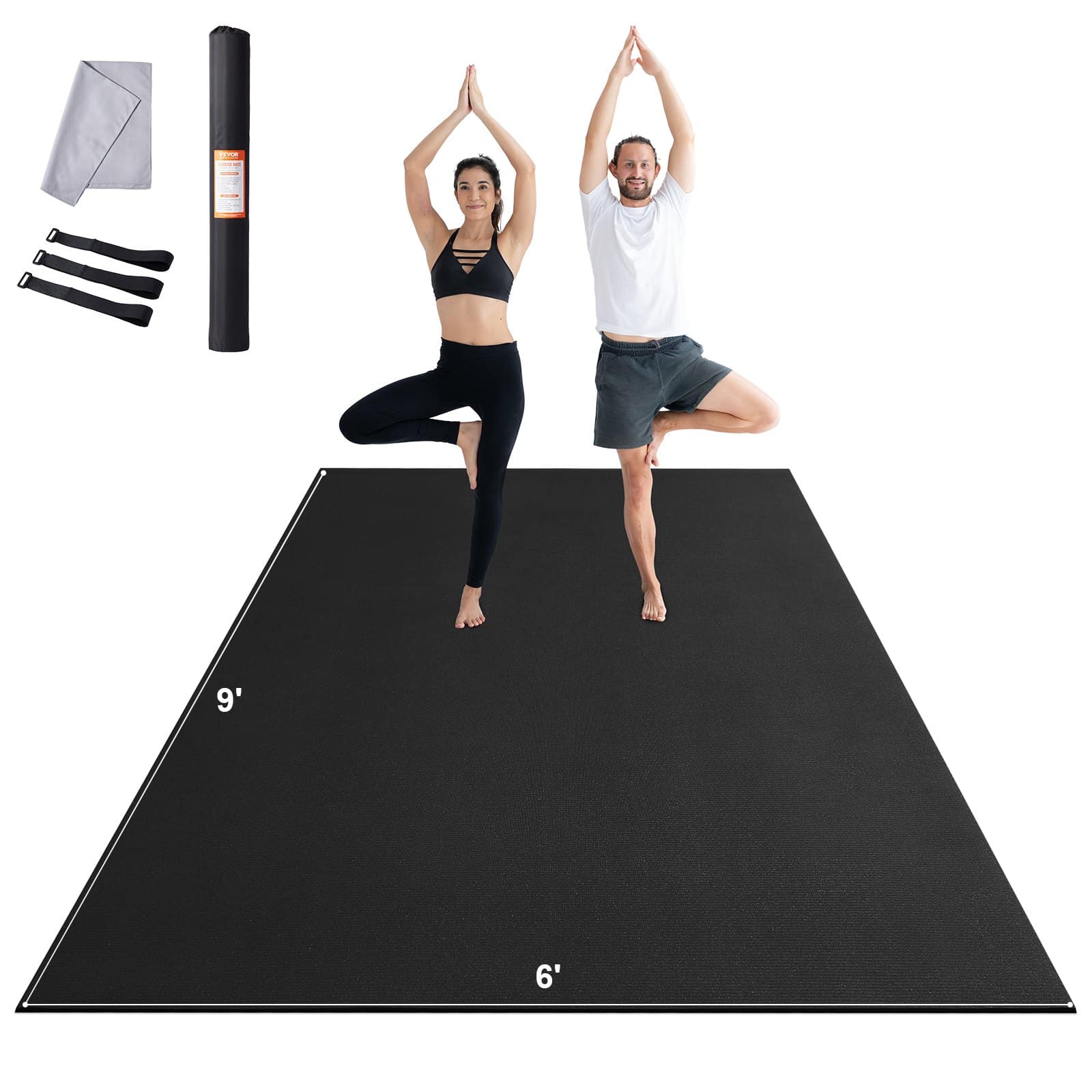 VEVOR 274x183 cm Non-Slip High-Density PVC Exercise Yoga Mat with Bag & Strap for Home Gym, Pilates & Floor Workouts