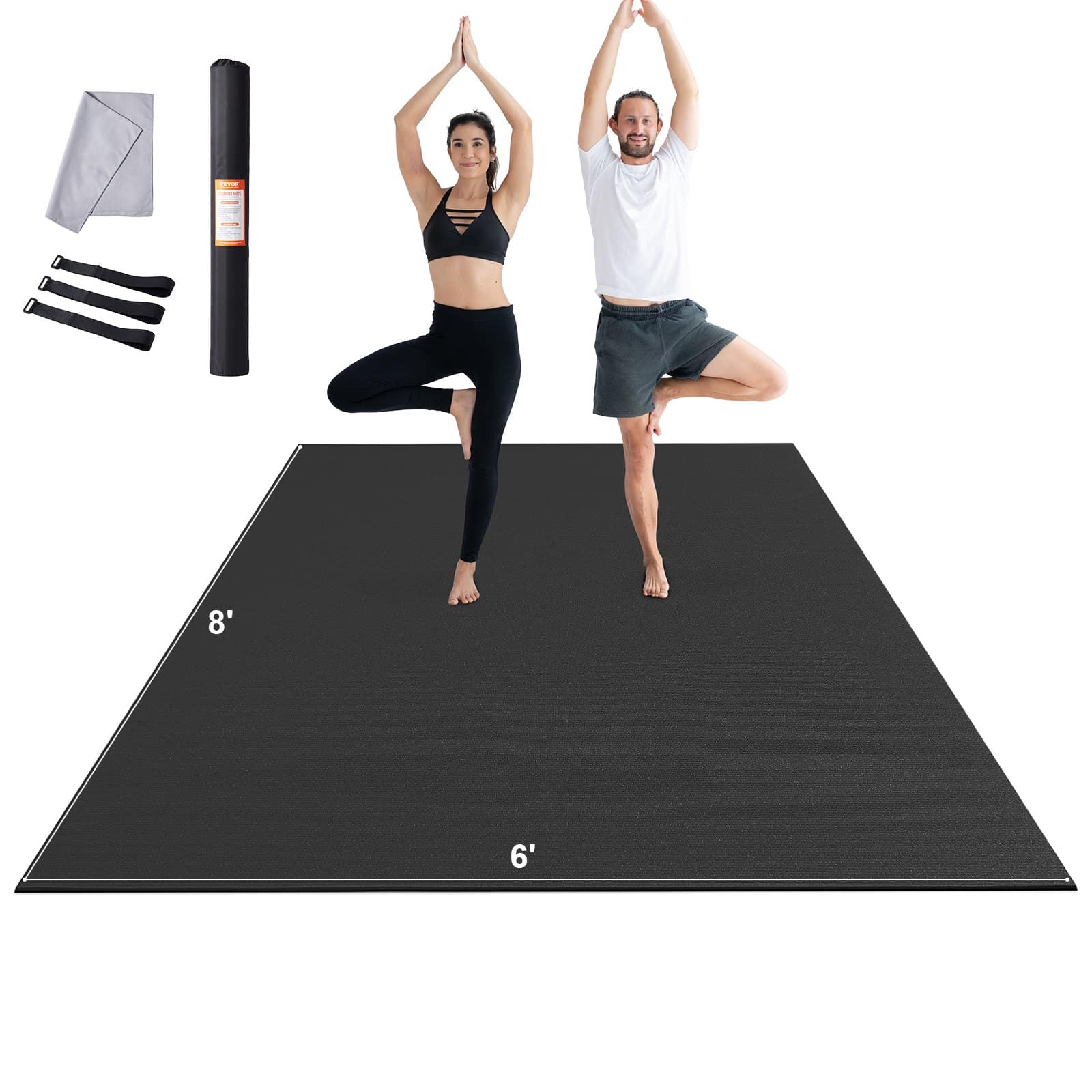 VEVOR Large Non-Slip Exercise Mat 240x180cm for Home Gym, Yoga, Fitness, Pilates, HIIT, Durable & 7mm Thick