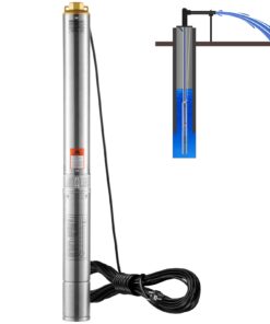 VEVOR 3HP 2200W Deep Well Submersible Pump, 144 m Head, 9.8 m³/h Flow, 9.1 m Cord, Stainless Steel, IP68, for Home & Industrial Use