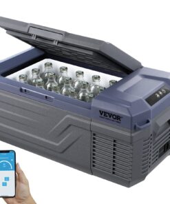 VEVOR 15L Portable Car Refrigerator Freezer, -20°C to 20°C, 12/24V DC & 100–240V AC, Bluetooth Control, for Outdoor & Camping