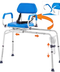 VEVOR скользящая скамья для ванны с поворотным сиденьем 360°, регулируемая высота, мягкое сиденье, до 150 кг