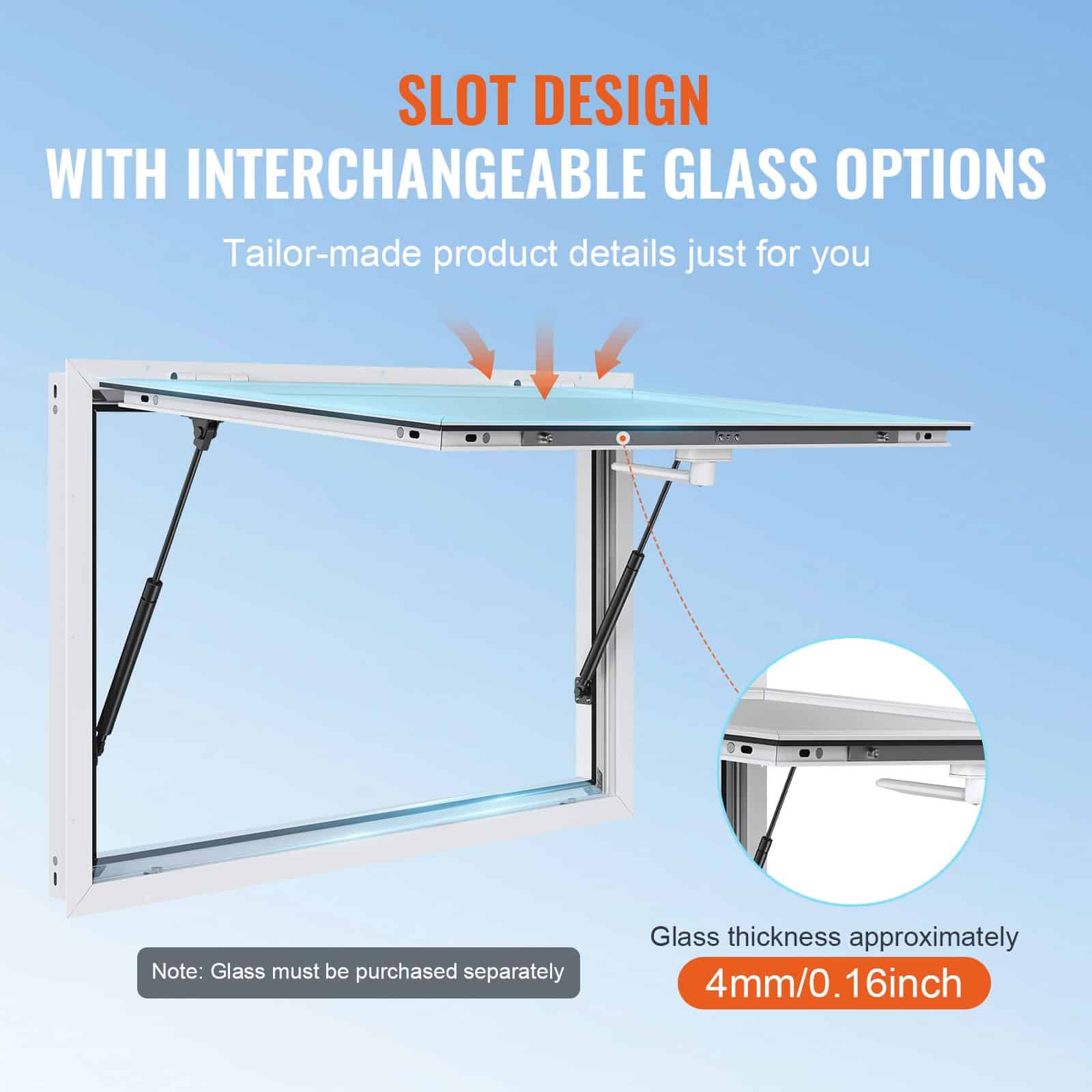 VEVOR 122x91cm Aluminum Food Truck Concession Window with Awning & Lock, 85° Opening, No Glass Included - Image 3