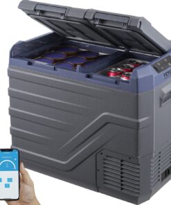 VEVOR 39L Dual-Zone Car Refrigerator Freezer, -20°C to 20°C, 12/24V DC & 100–240V AC, Bluetooth Control, for RV, Camping, Outdoor