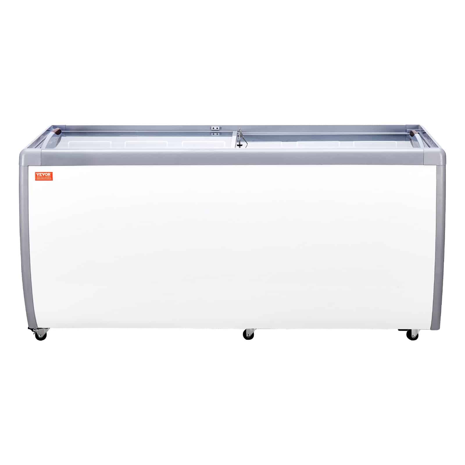 VEVOR 567L Commercial Ice Cream Display Freezer with 12 Tubs, Glass Sliding Doors, LED Lighting, Lockable Casters - White – Paveikslėlis 9