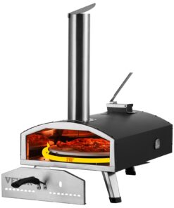 VEVOR 30.5 cm Portable Outdoor Pizza Oven with Rotating Stone, Wood Pellet Fuel, 540°C, Foldable for Camping & BBQ