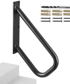 Наружный настенный поручень VEVOR 48 см, безопасные перила из углеродистой стали для 1 armed 2 ступеней, матовый черный, для пожилых людей и инвалидов