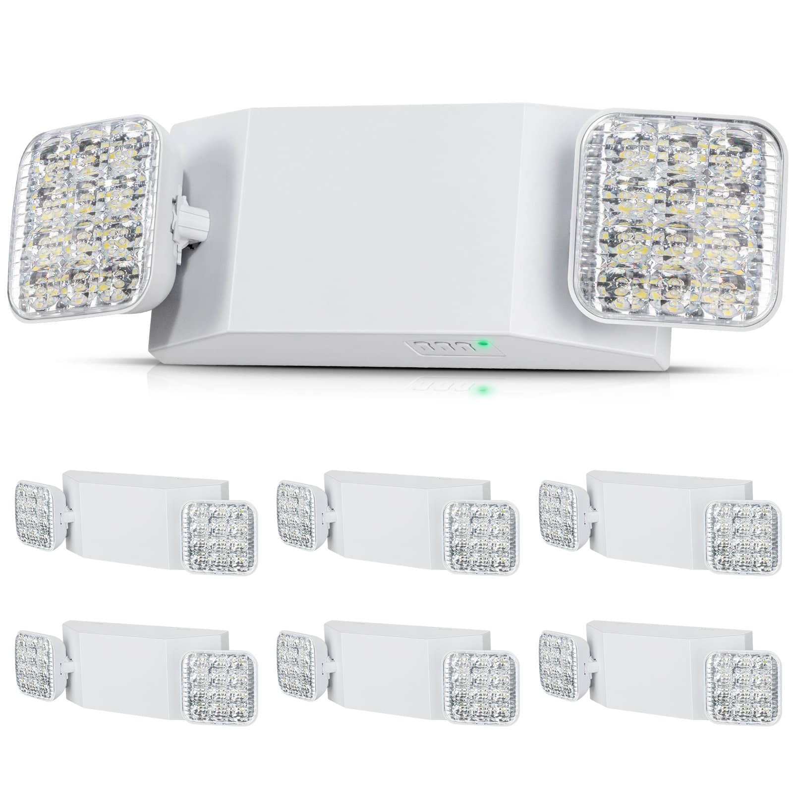 VEVOR 6x 3W LED avārijas izejas gaismas, 180 min baterija, regulējamas galvas, sienas/griestu stiprinājums komerciālai lietošanai