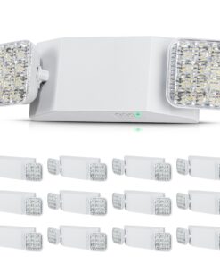 VEVOR 12 gab. 3W LED avārijas izejas gaismas ar 180 min rezerves akumulatoru, regulējamas galvas, sienas/griestu stiprinājums