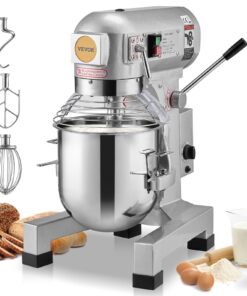 Коммерческий стенд VEVOR 28,5 л, смеситель для пищевых продуктов, 1100 Вт, 3 скорости, чаша из нержавеющей стали и 3 крепления для хлебобулочных изделий и ресторанов