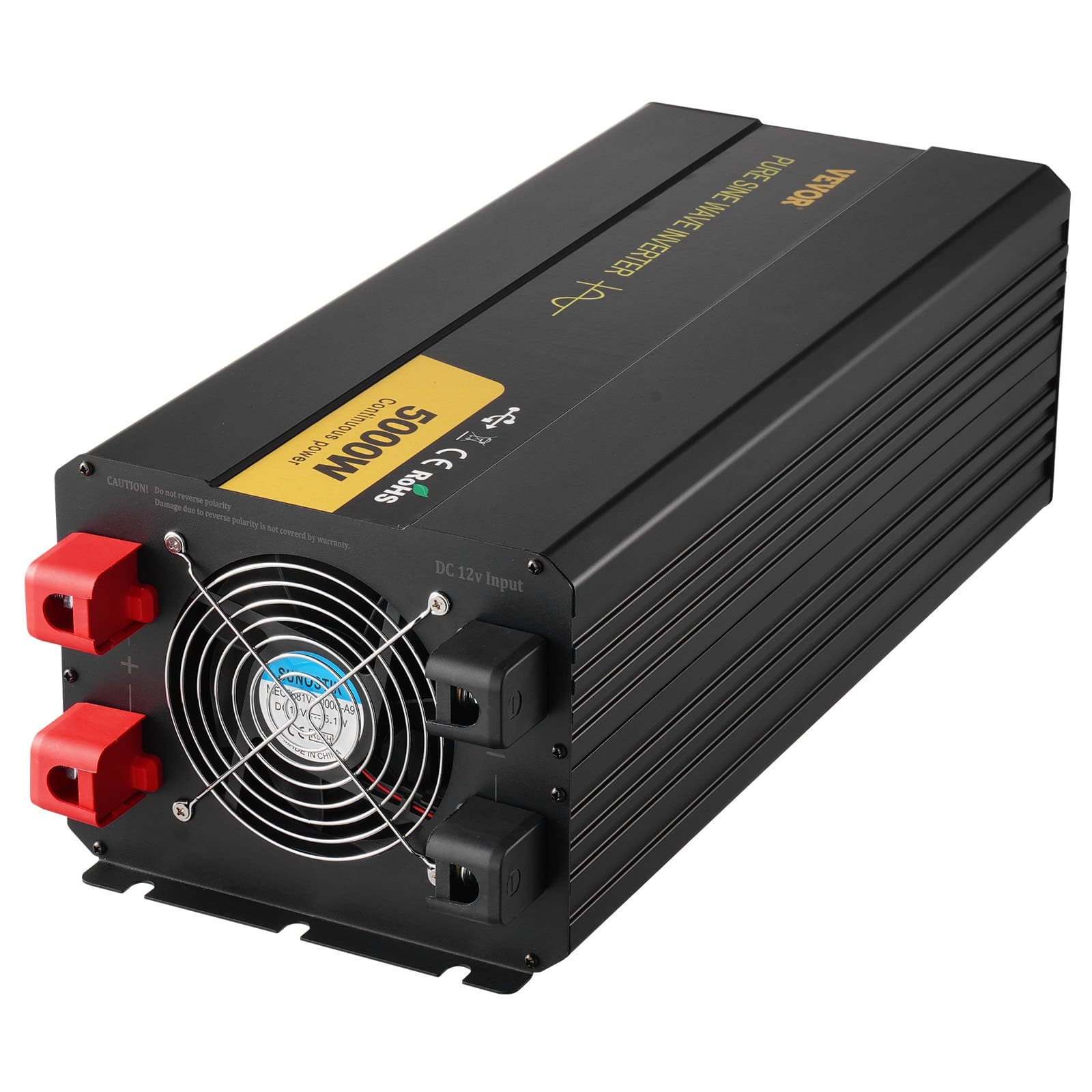 VEVOR 5000W Pure Sine Wave Inverter, 12V DC to 230V AC with LCD, USB, Remote, for Car, RV, Truck, Solar, Camping - Image 10