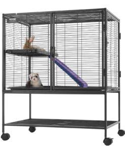VEVOR Large 2-Tier Rolling Metal Cage 92cm, Small Animal Habitat with Ramps & Tray for Rats, Guinea Pigs, Ferrets, Chinchillas