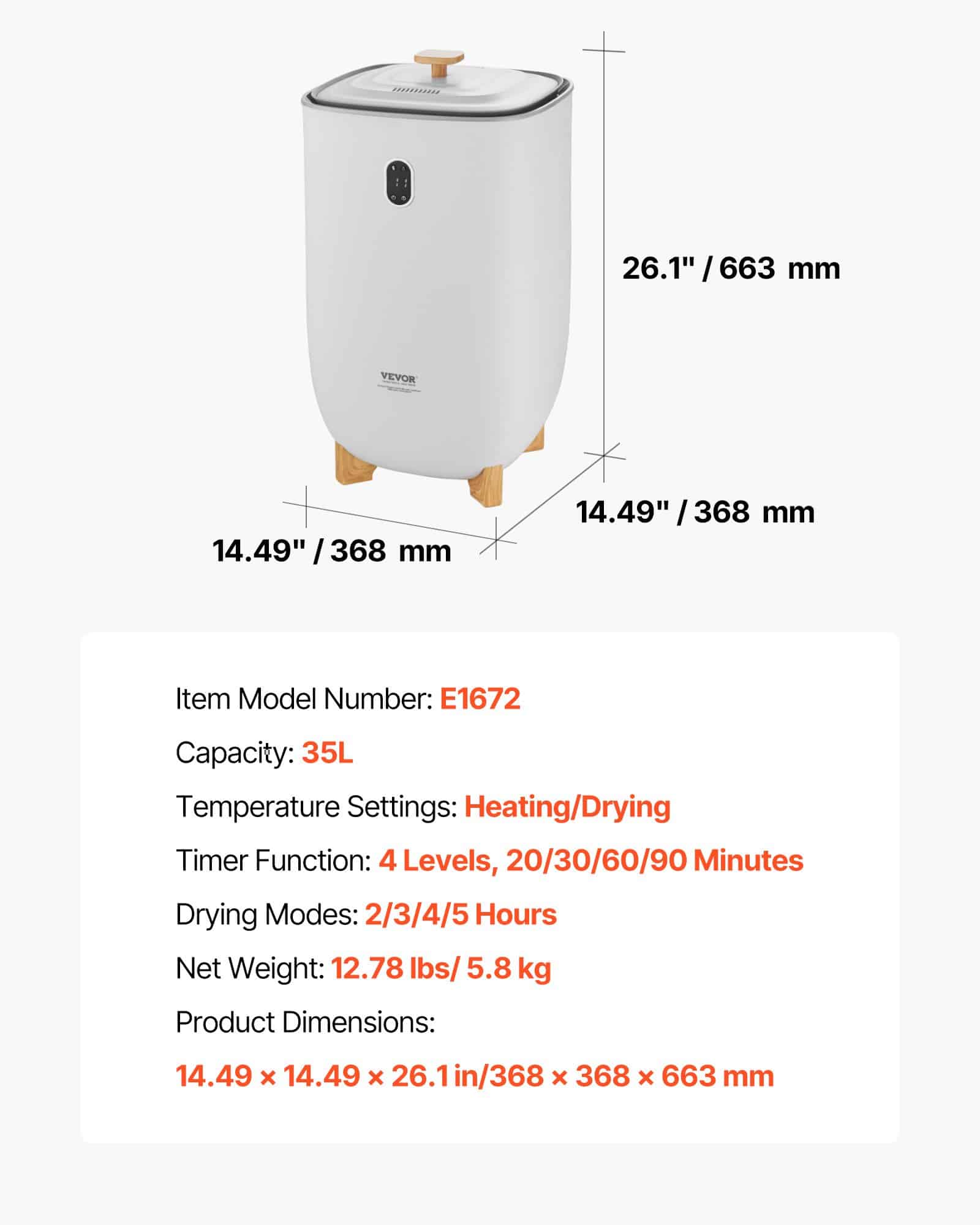 VEVOR 35L Electric Towel Warmer Bucket with Auto Shut-Off, 2 Temp Levels & Timer, Fits 6 Towels, for Bathroom & Spa - Image 7